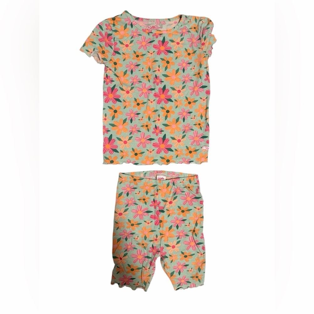 Ruffle Butts Colorful Floral Kids Pajama Set